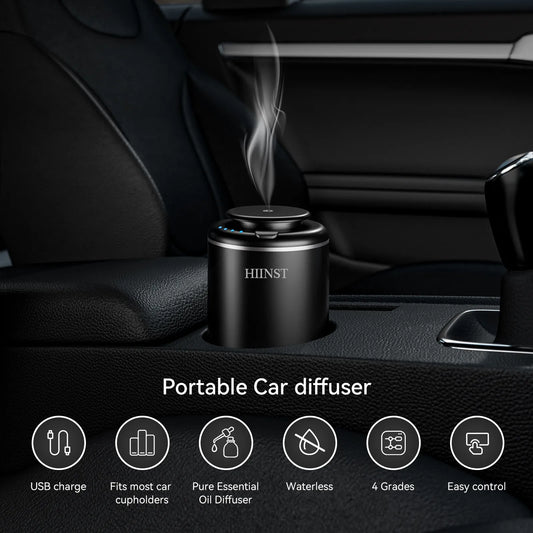 HIINST Luxury USB Rechargeable Aromatherapy Scent Car Air Freshener Machine Waterless Essential Oil Car Aroma Diffuser Product - Fenomenologia Shop
