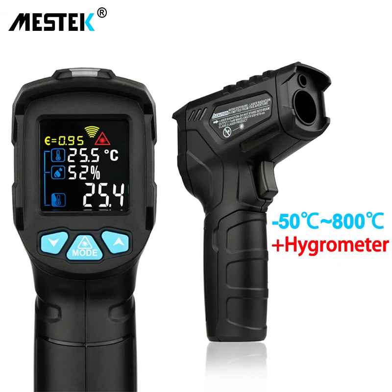 Mestek Infrared Thermometer Temperature Meter Non-contact Pyrometer Imager Hygrometer IR Termometro Color LCD Light Alarm - Fenomenologia Shop