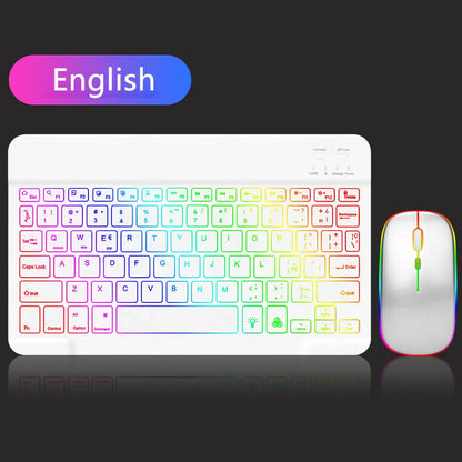 EMTRA Backlit Backlight Bluetooth Keyboard Mouse For IOS Android Windows For iPad Portuguese keyboard Spanish keyboard and Mouse - Fenomenologia Shop