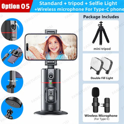 FANGTUOSI 2023 New 360 Rotation Gimbal Stabilizer Selfie Stick Monopod Desktop tracking gimbal PTZ For Tiktok Smartphone live - Fenomenologia Shop