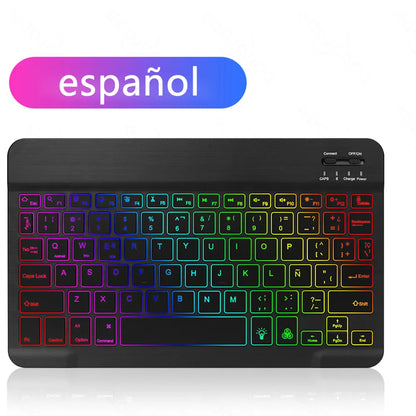 EMTRA Backlit Backlight Bluetooth Keyboard Mouse For IOS Android Windows For iPad Portuguese keyboard Spanish keyboard and Mouse - Fenomenologia Shop