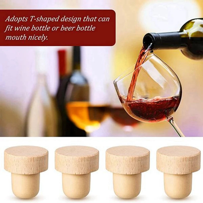 50Pc Wine Bottle Cork T Shaped Cork Plugs Reliable For Wine Cork Wine Stopper Reusable Wine Corks Wooden And Rubber Wine Stopper - Fenomenologia Shop