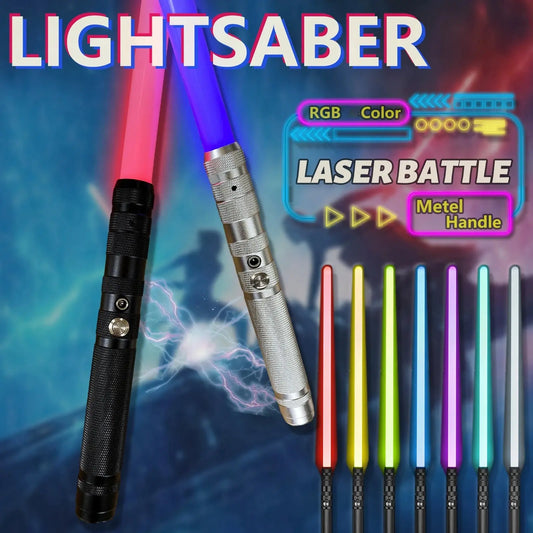 2 In 1 Retractable Lightsaber Toy 16 Color Star Wars Laser Sword Colsplay Training Prop RGB Metal Laser Blade Glowing Stage Prop - Fenomenologia Shop