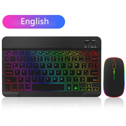 EMTRA Backlit Backlight Bluetooth Keyboard Mouse For IOS Android Windows For iPad Portuguese keyboard Spanish keyboard and Mouse - Fenomenologia Shop