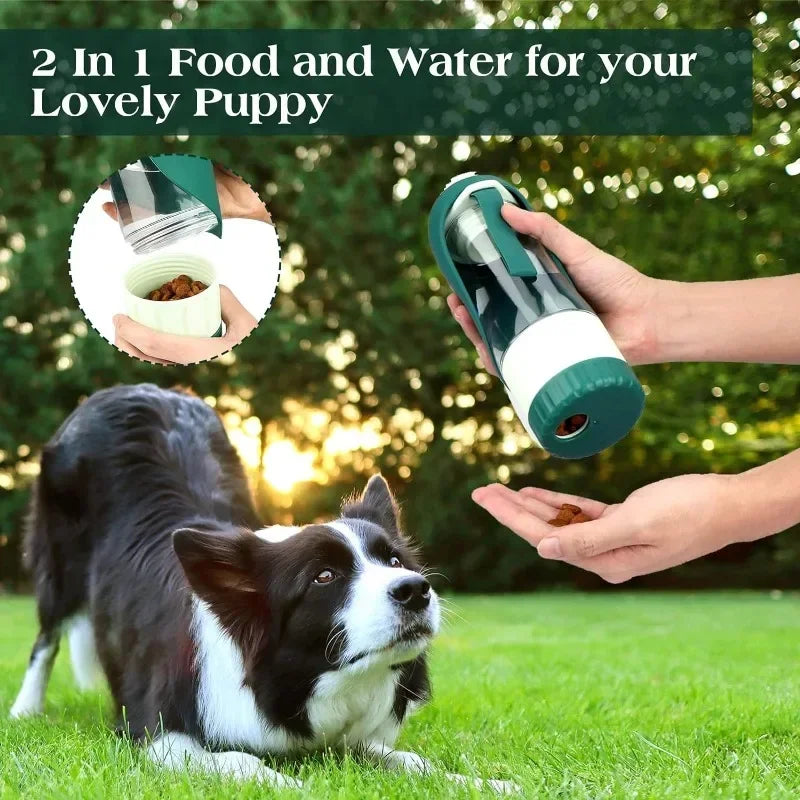 Dog Water Bottle Portable Dog Cat Puppy Pet Water Dispenser Feeder with Drinking Cup and Food Container Leak Proof for Outdoor