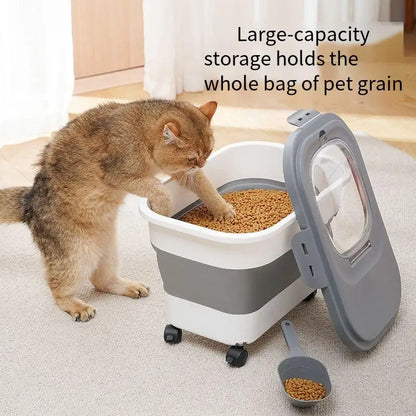 13/33LB Collapsible Cat Dog Food Storage Container Dry Cat Food Box With Lids Airtight Sealing Kitchen Grain Rice Storage Boxes - Fenomenologia Shop