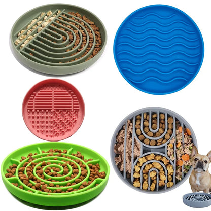 Pet supplies Slow Food  Bowl Cat Anti-Knockover Anti-Slip Food Bowl Puppy Anti-choking Silicone Toy Food Plate