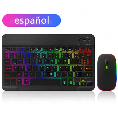 EMTRA Backlit Backlight Bluetooth Keyboard Mouse For IOS Android Windows For iPad Portuguese keyboard Spanish keyboard and Mouse - Fenomenologia Shop