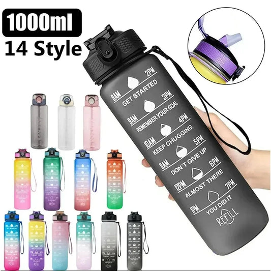 1 Liter Water Bottle Motivational Sport Water Bottle Leakproof Drinking Bottles Outdoor Travel Gym Fitness Jugs For Kitchen