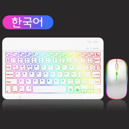 EMTRA Backlit Backlight Bluetooth Keyboard Mouse For IOS Android Windows For iPad Portuguese keyboard Spanish keyboard and Mouse - Fenomenologia Shop