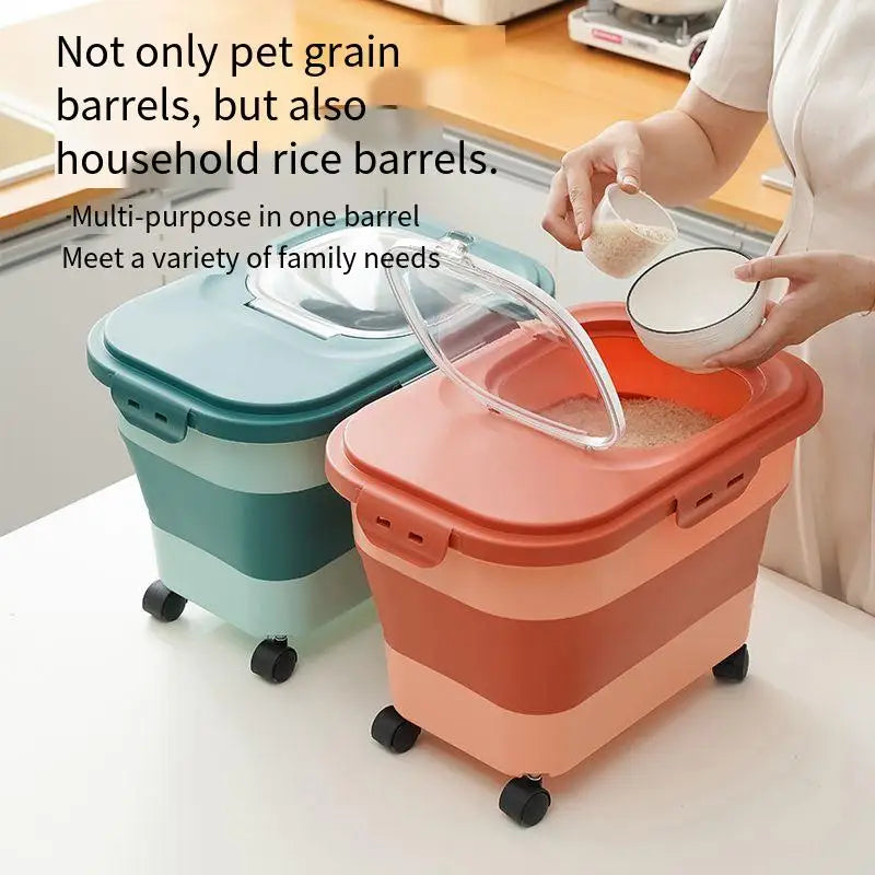 13/33LB Collapsible Cat Dog Food Storage Container Dry Cat Food Box With Lids Airtight Sealing Kitchen Grain Rice Storage Boxes - Fenomenologia Shop