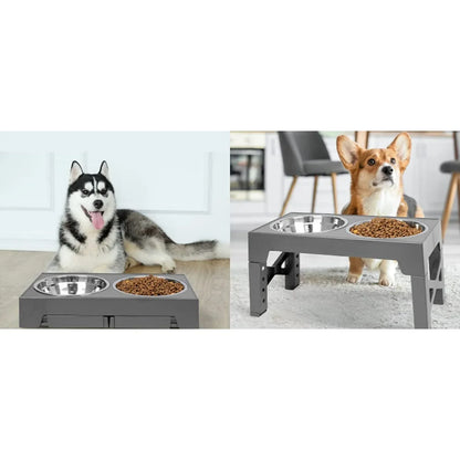 Dog Bowl Elevated Adjustable Raised Dog Bowl Stand with 2 Stainless Steel Dog Food Bowl Non-Slip Dog Feeder for Large Medium Dog