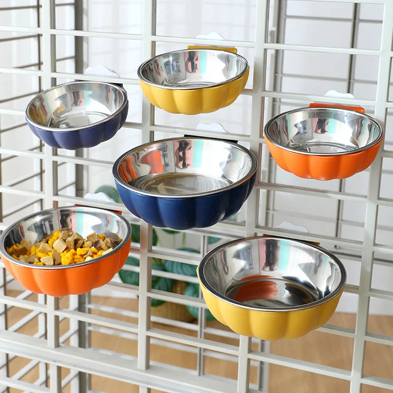 Multi-use Pet Cage Bowl Hanging Design Pet Feeding Tool Portable Cat Dog Food Dispenser Bowls