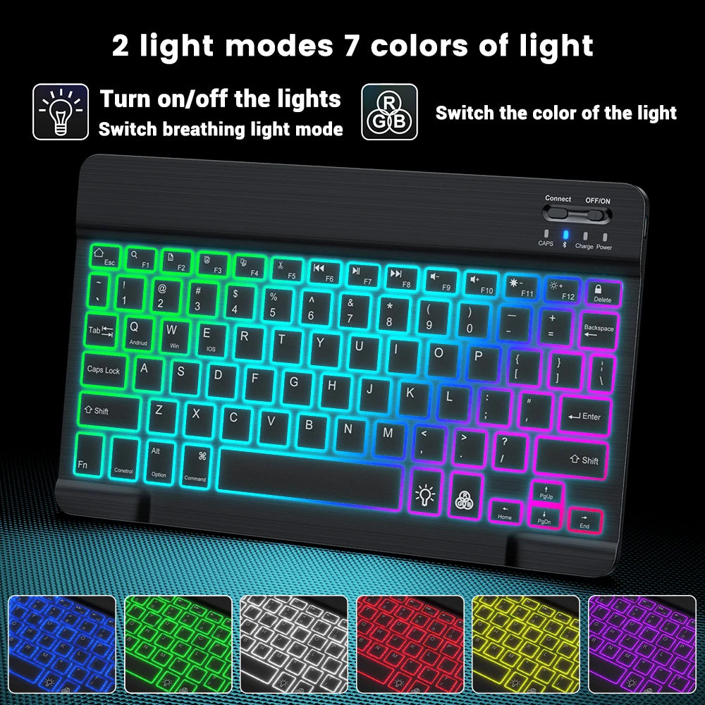 EMTRA Backlit Backlight Bluetooth Keyboard Mouse For IOS Android Windows For iPad Portuguese keyboard Spanish keyboard and Mouse - Fenomenologia Shop