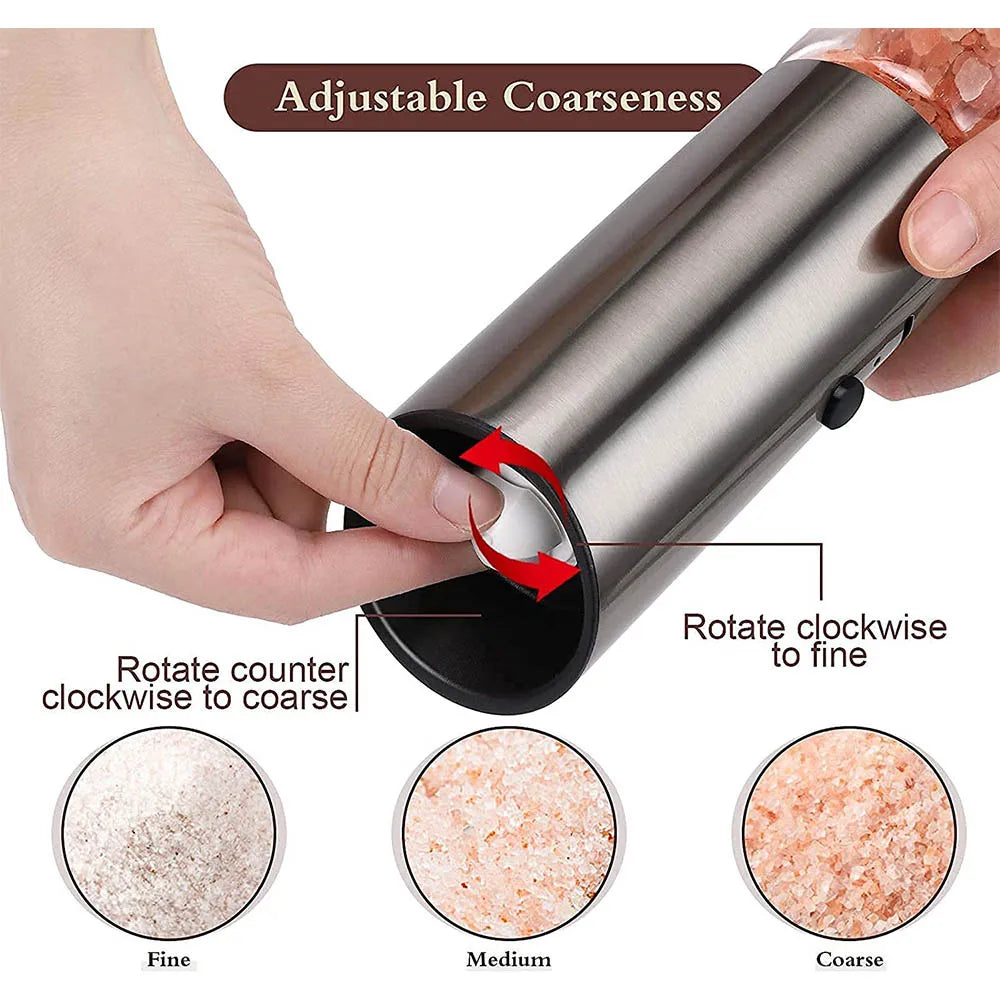 Electric Salt and Pepper Grinder Set USB Rechargeable Eletric Pepper Mill Shakers Automatic Spice Steel Machine Kitchen Tool - Fenomenologia Shop