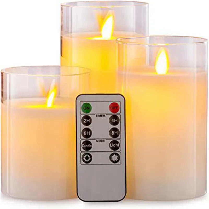 LED Lights for Home Electronic Candle LED Candle Decoration LED Glass Candle Full Set Remote Control Timer for Christmas Wedding - Fenomenologia Shop