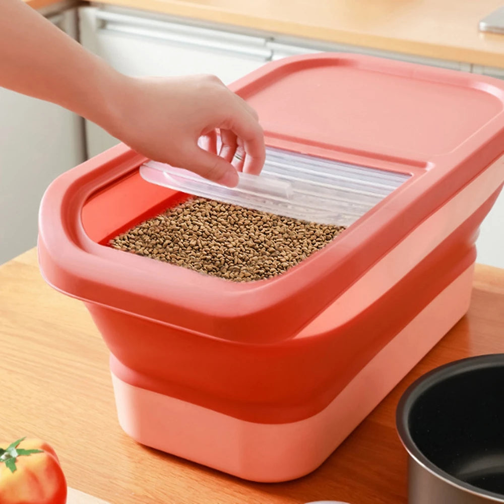 13/33LB Collapsible Cat Dog Food Storage Container Dry Cat Food Box With Lids Airtight Sealing Kitchen Grain Rice Storage Boxes - Fenomenologia Shop