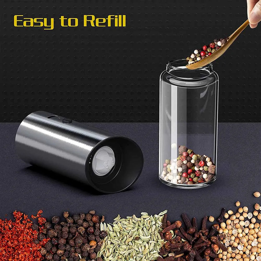 Electric Salt and Pepper Grinder Set USB Rechargeable Eletric Pepper Mill Shakers Automatic Spice Steel Machine Kitchen Tool - Fenomenologia Shop