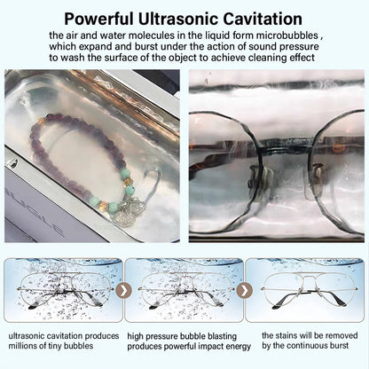 Ultrasonic Cleaner 35W Ultrasonic Glasses Jewelry Cleaner 500ML Ultrasonic Cleaning Machine Ultrasound Washing Bath For Glasses - Fenomenologia Shop