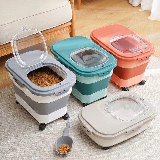 13/33LB Collapsible Cat Dog Food Storage Container Dry Cat Food Box With Lids Airtight Sealing Kitchen Grain Rice Storage Boxes - Fenomenologia Shop